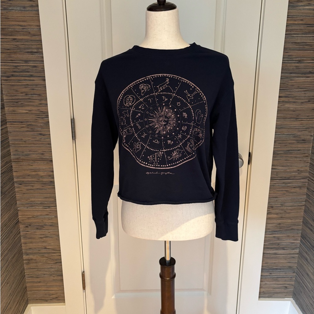 Spiritual Gangster Navy Sweatshirt with Gold Script Logo
